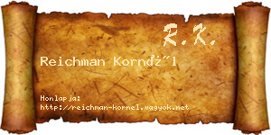 Reichman Kornél névjegykártya